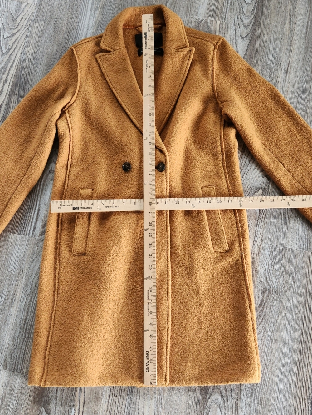 J Crew Italian Boiled Wool Musturd Yellow Coat Womens 8 Collared Single Breast - Picture 10 of 13